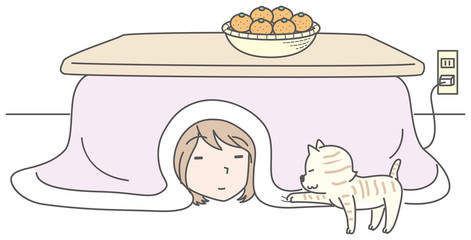 こたつから出られない女性