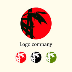 Bamboo logo. Leaves and stem in a round badge.