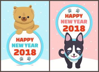 Happy New Year 2018 Collection Vector Illustration