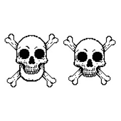 Pixel skull and crossbones
