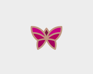 Abstract butterfly flower vector logo design. Linear minimal premium logotype