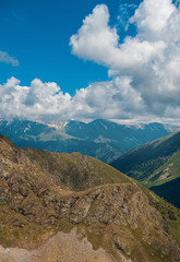 Beautiful mountain landscape and blue sky with clouds