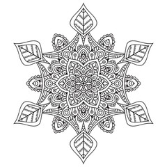 Black and white mandala vector isolated on white. Vector hand drawn circular decorative element.