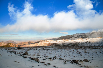 Mt. Erciyes volcano covered with snow in winter, Kayseri, Turkey