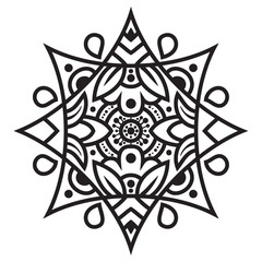 Black and white mandala vector isolated on white. Vector hand drawn circular decorative element.