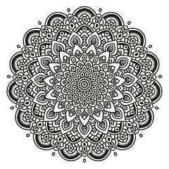Black and white mandala vector isolated on white. Vector hand drawn circular decorative element.