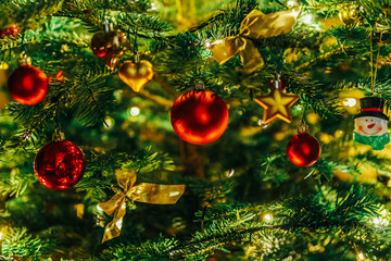Obraz na płótnie Canvas Colorful Christmas Tree Decoration in Winter
