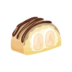 Delicious dessert with banana and caramel cartoon vector Illustration