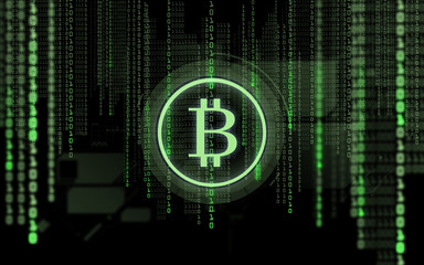 bitcoin projection and binary code over black