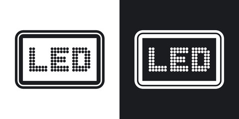 Vector LED screen icon. Two-tone version on black and white background