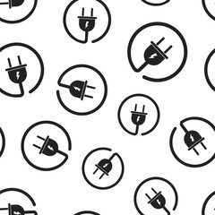 Power wire cable seamless pattern background. Business flat vector illustration. Plug cable sign symbol pattern.