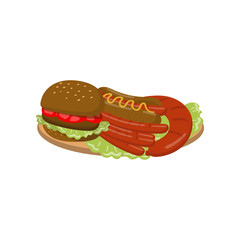 Typical picnic meal on a plate cartoon vector Illustration