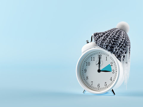 clock changing from summer to winter time. wintertime concept. 3d rendering - Powered by Adobe