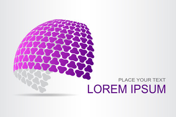Logo stylized spherical surface with abstract shapes