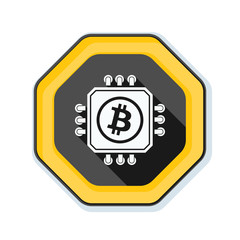 Bitcoin Processor Minig hazard sign illustration