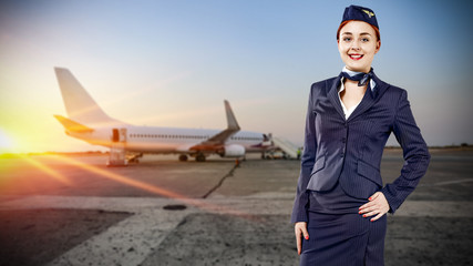 stewardess and plane 