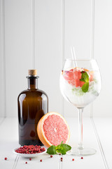 fancy gin and tonic selection drink alcohol cocktail craft fresh fruit spices mint glass bar 