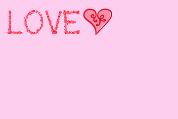 Love minimalistic pink background, concept of Valentine`s day. Place for your text