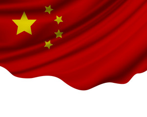 China flag of fabric isolated on white background illustration