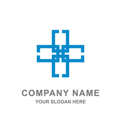 Fototapeta premium Blue Cross Medical Healthcare Drugstore Logo Vector Illustration 