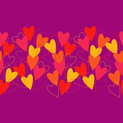 Seamless background with decorative hearts. Valentine's day. Textile rapport.