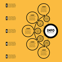 Annual report. Infographic or Business presentation with 5 options. Vector infographics or mind map of technology or education process with 5 steps. Web Template of a chart, mindmap or diagram.