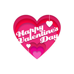 Happy Valentine's Day Vintage greeting card With paper cat Hearts. Vector illustration.