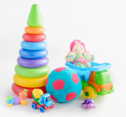 toys collection isolated on white background.