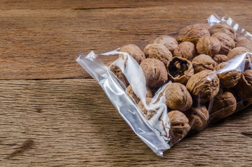 walnuts in plastic bag package
