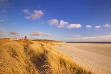 Gordijnen Lighthouse on Texel island in The Netherlands in morning light © sara_winter