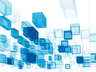 Blue cubes - abstract digitally generated image