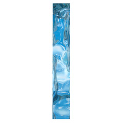 Conceptual blue light cold frosted water or ice winter season font isolated on white snow background. Cool crystal decorative character cut of frozen liquid, transpaernt 3D illustration concept