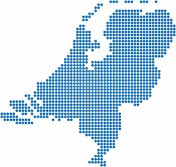 Obraz premium Blue circle shape Netherland map on white background. Vector illustration.
