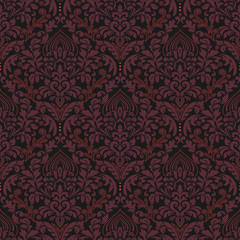 Vector damask seamless pattern background. Classical luxury old fashioned damask ornament, royal victorian seamless texture for wallpapers, textile, wrapping. Exquisite floral baroque template.