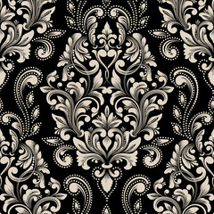 Vector damask seamless pattern element. Classical luxury old fashioned damask ornament, royal victorian seamless texture for wallpapers, textile, wrapping. Exquisite floral baroque template.