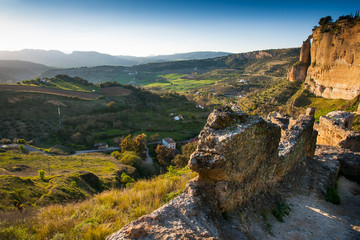 Fototapeta na wymiar Ronda, Malaga province, Andalusia, Spain - view from Mirado de Ronda at Alameda del TajoRonda