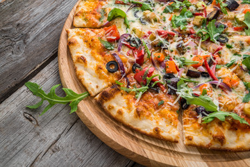 Delicious Italian pizza with vegetables