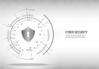 Fototapeta premium Cyber Security Concept : Shield on digital white background.