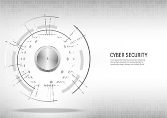 Cyber Security Concept on digital white background.