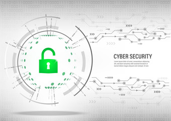 Cyber Security Concept on digital white background.