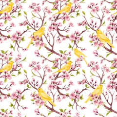 Watercolor spring floral vector pattern