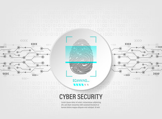 Cyber Security : Digital Fingerprint Scan on binary code background