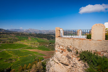Fototapeta premium Ronda, Malaga province, Andalusia, Spain - view from Mirado de Ronda at Alameda del TajoRonda