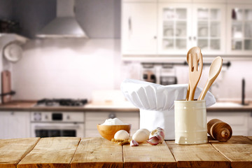 cook hat and kitchen space 