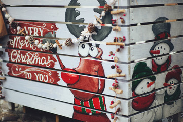 Colorful close up details of christmas fair market.  