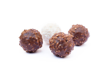 Chocolate ball confection candy isolated on white background