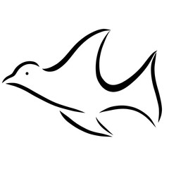 Flying dove, smooth black lines