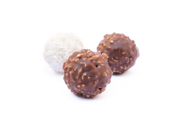 Chocolate ball confection candy isolated on white background