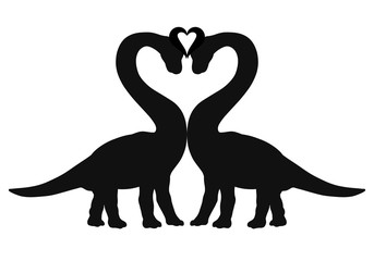 Enamored dinosaurs creating a heart