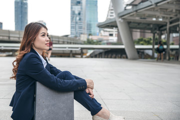 Fototapeta premium Portraits of beautiful asian woman in thinking expression.